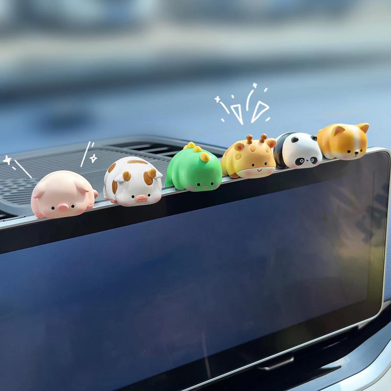 Mini Cartoon Animal Resin Decorative Toy Cute Computer Desktop Decoration Car Cute Doll Perfect Birthday Gift Choice Decoration