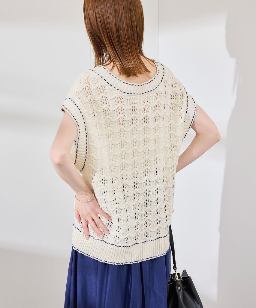 ROPE PICNIC Stitch Openwork Knit Vest GDM45000 38 Women's Color-Coordinated Off-the-Shoulder (15)
