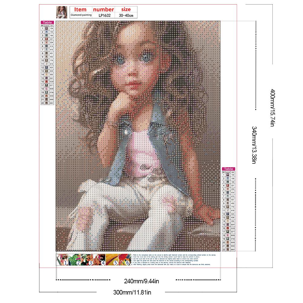 30*40CM 5D DIY Vollrunde Bohrer Strass Süßes Mädchen Kit Kunsthandwerk Mosaik Malerei Stickerei Handgefertigt Heimdekoration Geschenk