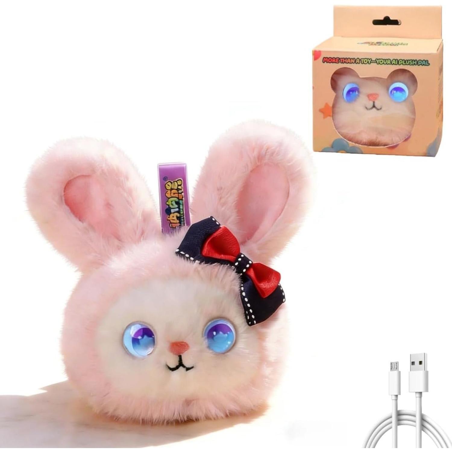 AI Pet Bunny,Emotional Support Plush with AI Conversation & Touch Response,Multilingual Interactive AI Companion for Adults,Home Office Desk розовый