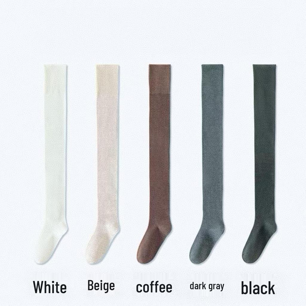 Women's High-Top Over-the-Knee Socks: Autumn/Winter, Solid Color, Micro-Pressure, Enhanced Appearance
