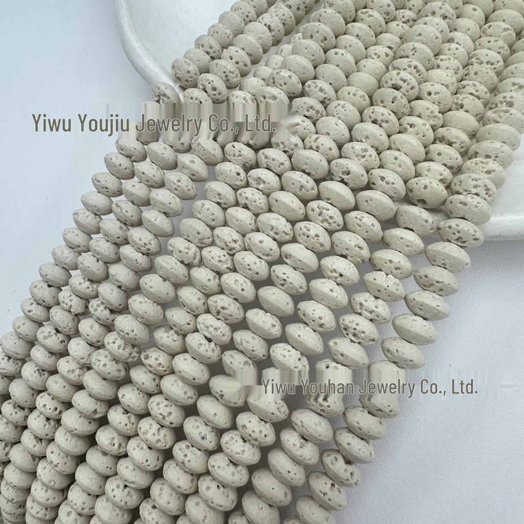 Solid Color Lava Stone Abacus Bead Bracelet Necklace DIY Jewelry Accessories