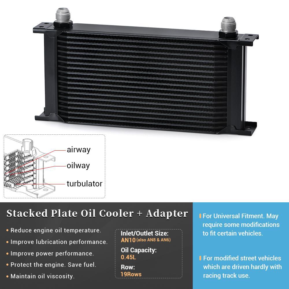 19 Row AN-10AN Universal Oil Cooler Engine Transmission Oil Cooler