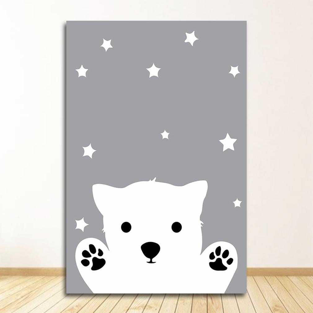 Kids Decoration Picture Children Bedroom Decor Baby Nursery Wall Art Canvas Poster Print Cartoon Rabbit Bear Painting Nordic