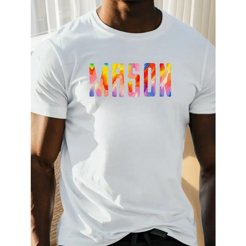 European Sizes Big & Tall Men's Summer T-Shirt - Mason Graphic Print, Casual Short Sleeve Tee, Breathable