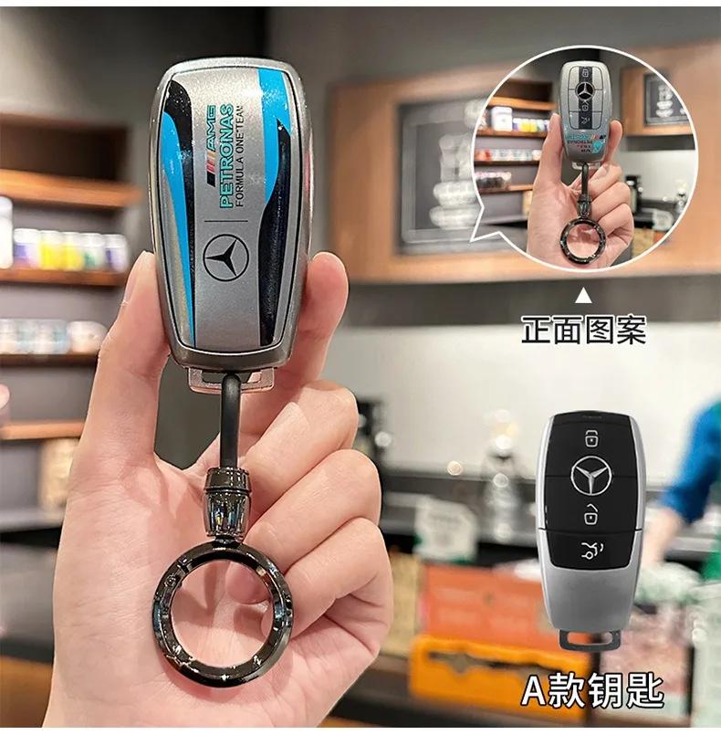 Grey TPU Car Remote Key Case Cover Shell Bag For Mercedes Benz A C E S G Class GLC CLE CLA GLB GLS W177 W205 W213 W222 X167 AMG RW7
