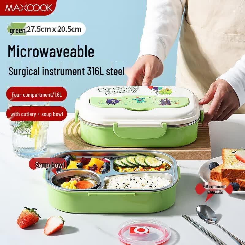 

MAXCOOK 316 Stainless Steel Four-Compartment Lunch Box