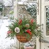 Winter Front Door Decoration Artificial Christmas Hanging Basket with Pine Branches, Red Berries & Pinecones, Natural Style Porch Decor Pre-lit