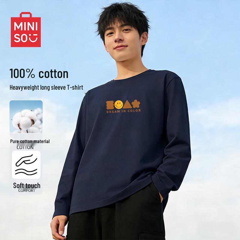 MINISO Men s Pure Cotton Casual Long Sleeve T-Shirt L