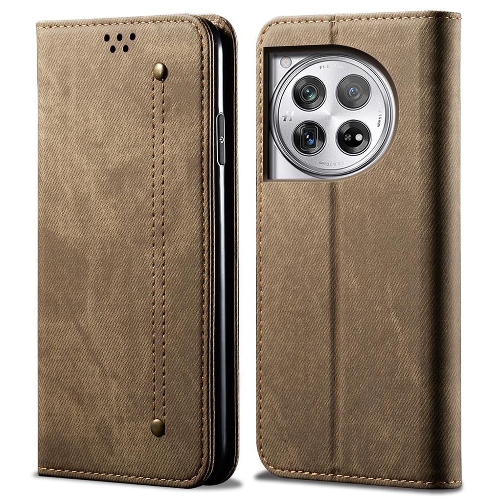 For OnePlus Ace 3 5G/12R 5G Wallet Phone Case PU Leather Cover Jeans Cloth Texture