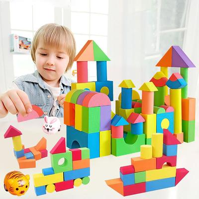 Foam Construction Blocks Large Size Assembled Game Children'S Toys Early Education Kindergarten Software Eva Color Construction Blocks