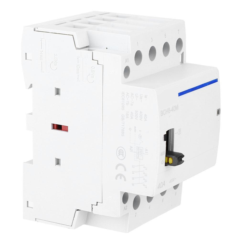 BCH8 40M 230V 4P 40A Household AC Modular Contactor with Manual Control Switch (4NC)