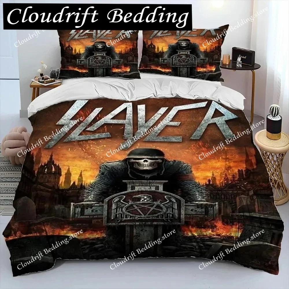 Slayer Heavy Metal Band Musik Bettdecke Bettwäsche-Set, Bettbezug Bett-Set Steppdeckenbezug Kissenbezug, King Queen Size Bettwäsche-Set Geschenk0