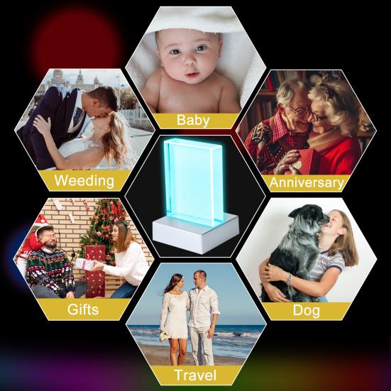 Sublimation Blanks Faux Crystal with LED Base, Heat Transfer Picture Frame, Rectangle Decorative