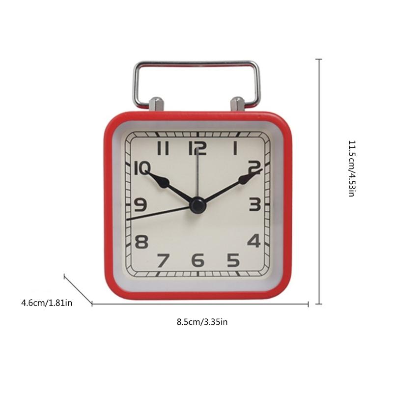 Square Metal Alarm Clock Snooze and Battery Operated Night Light Desk Clock for Bedroom Travel Kitchen Kid Room Hotel