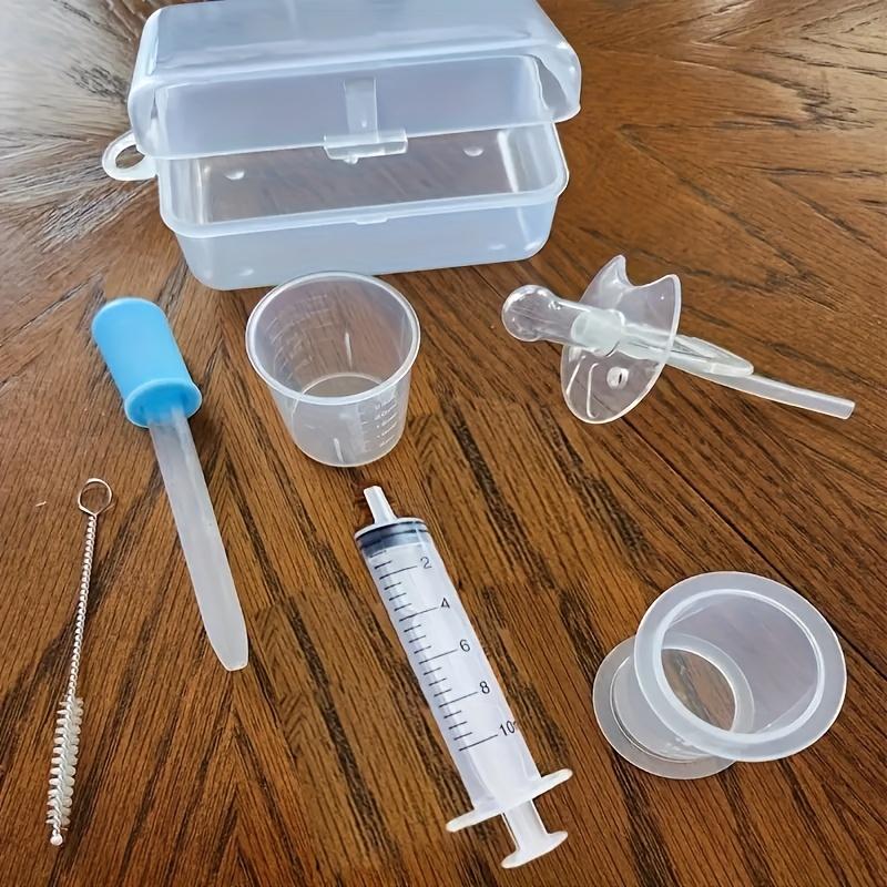 1 zestaw silikonowy dozownik leków ze smoczkiem kroplomierzem - przezroczysta rurka do karmienia, C, łatwy w użyciu zestaw strzykawek do leków