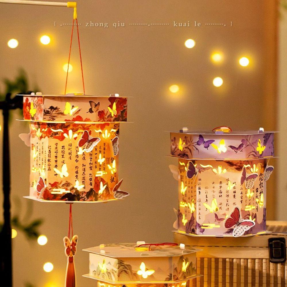 DIY Luminous Mid-Autumn Festival Lantern PVC Material New Year Lanterns  Holiday Decorations