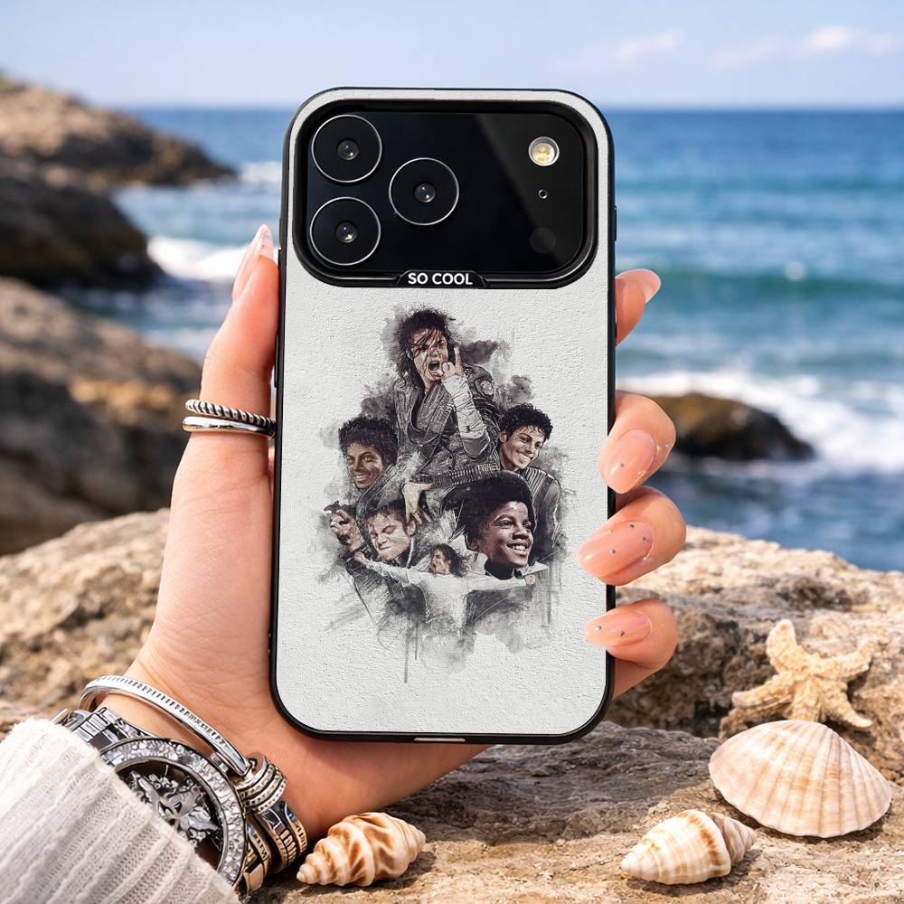 Funda de Teléfono de Michael Jackson Para iPhone17,16,15,14,13,12,11,Pro,MAX Blanca Mate Resistente a Golpes