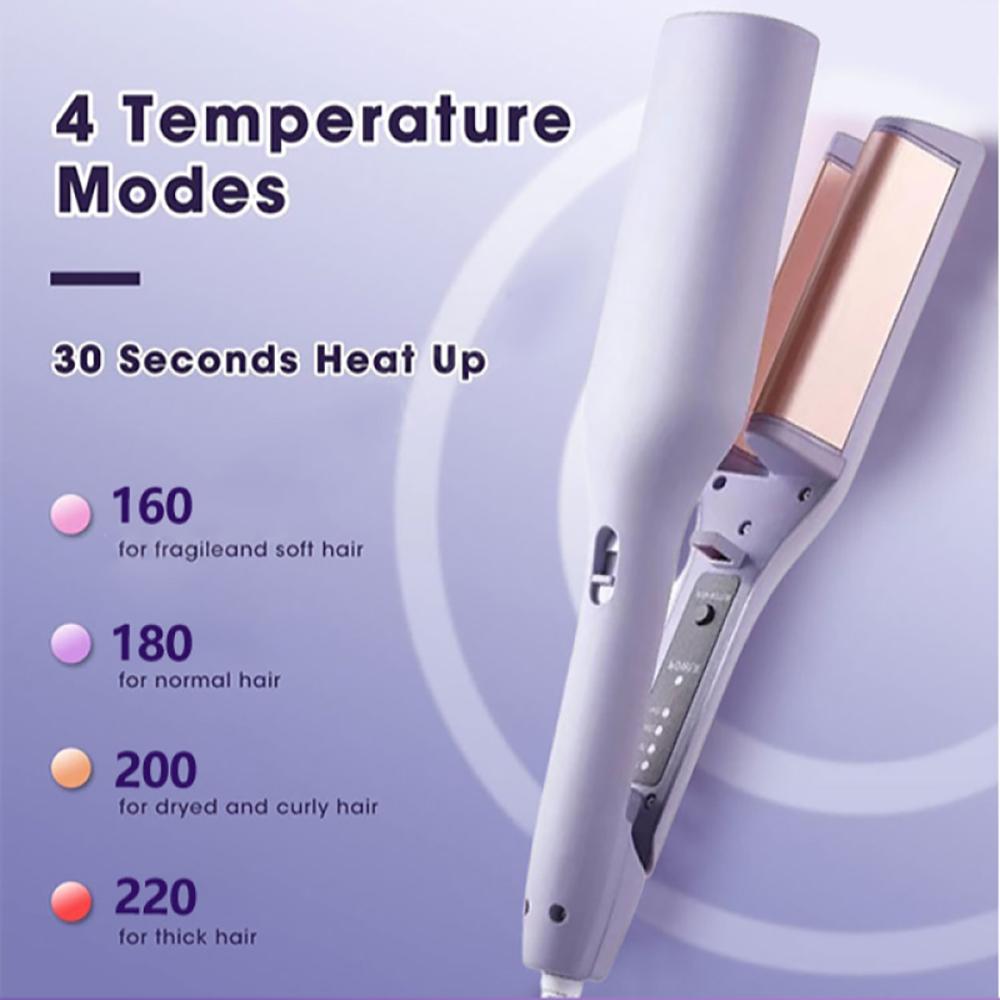 32mm Big Deep Wave Hair Curler Ceramic Hair Curling Iron 4 Temperature Adjustable Crimping Iron Styler Wand for All Hair Style