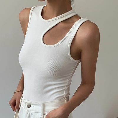 Streetwear Letní oblečení s kulatým výstřihem Y2K Sexy tílka Dámské Boční Nepravidelné Duté Dámské tílka Camis Pevné Slim Fit Vesta Office Lady 24086
