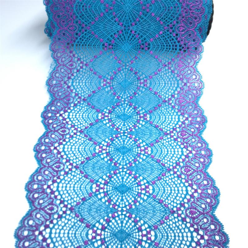 

18cm wide Stretch Lace, Two Tone Vintage Spandex Lace for Lingerie, Bra, Underwear, Sewing & Crafting 1 meter x 18 cm синий/фиолетовый