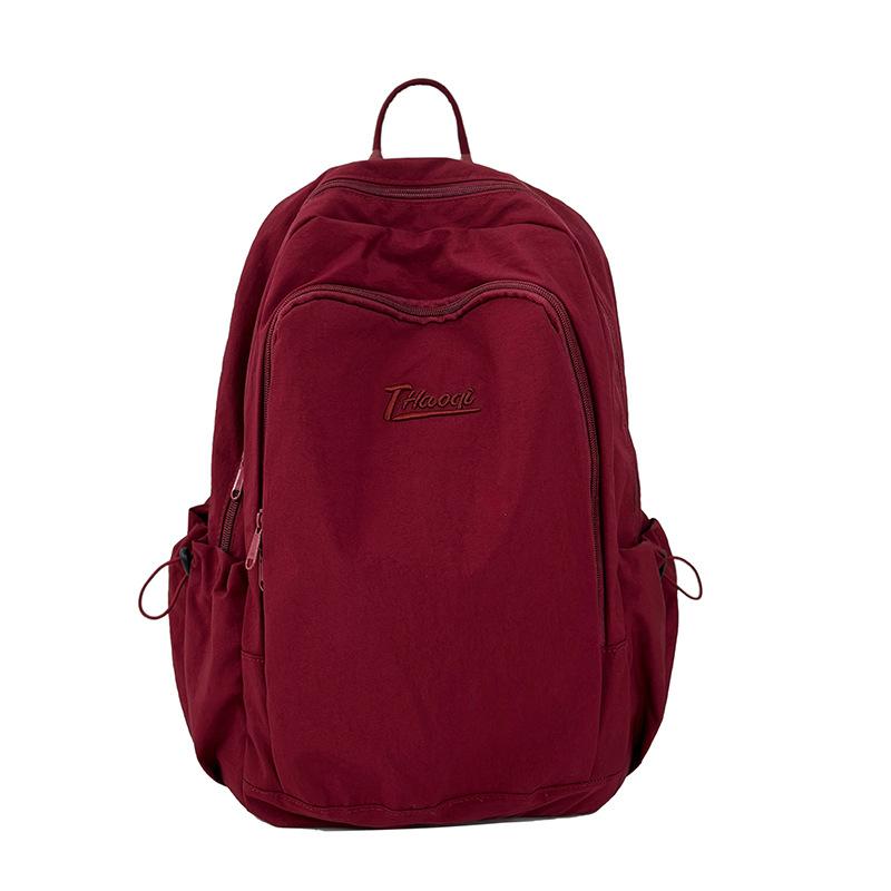 Korean version ins style solid color small fresh schoolbag women, junior high school girls, high school students backpack light travel backpack