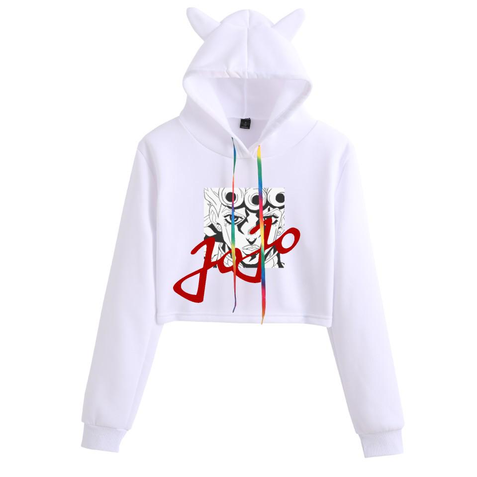JOJO's Bizarre Adventure Anime Cat Ear Cropped Women's Hoodie