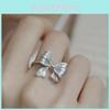 Ins Style Trendy Adjustable Bowknot Ring For Women With Chic Copper Finish