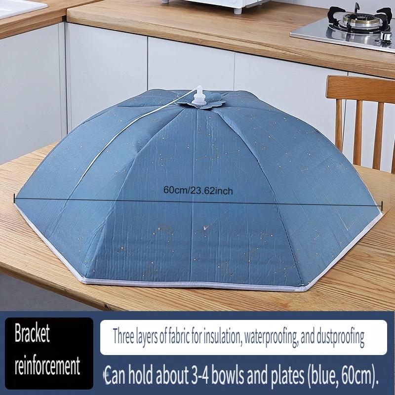 Insulated Blue Starry Sky Pattern Winter Folding Vegetable Cover Round Large Cap Vegetable Cover Food Cover Dust Cover Home Dining Table Cover