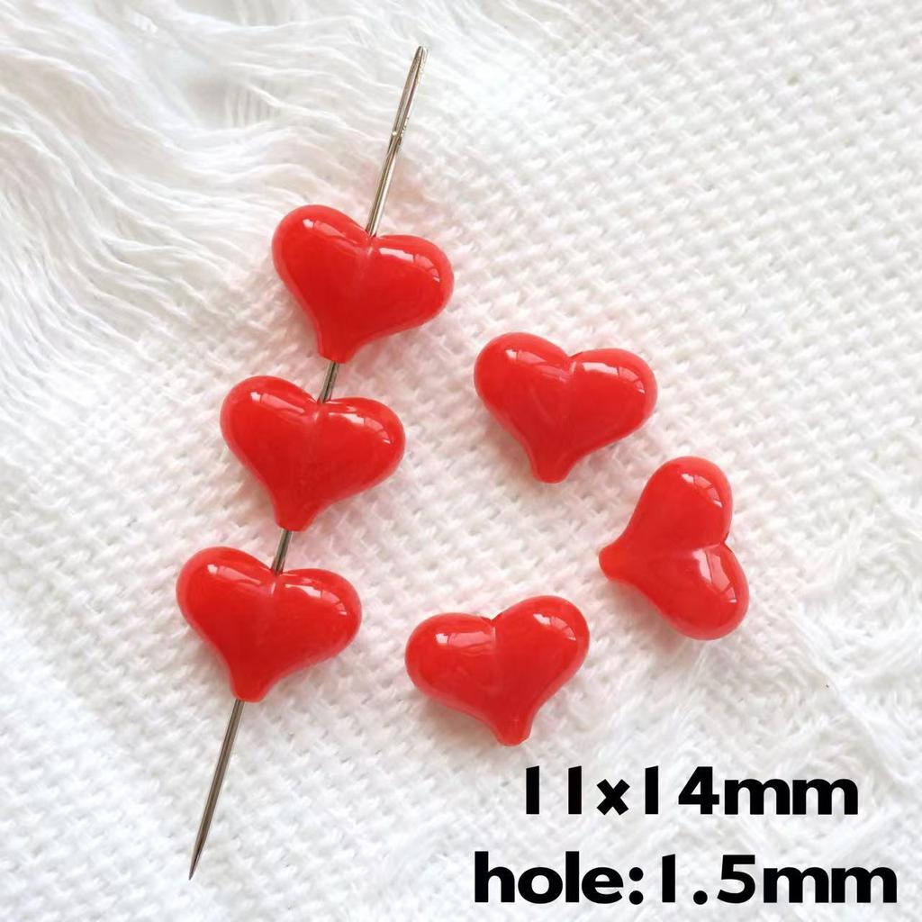 Seven-Color Small Peach Heart Acrylic Beads 11x14mm for DIY Phone Chain Pendants