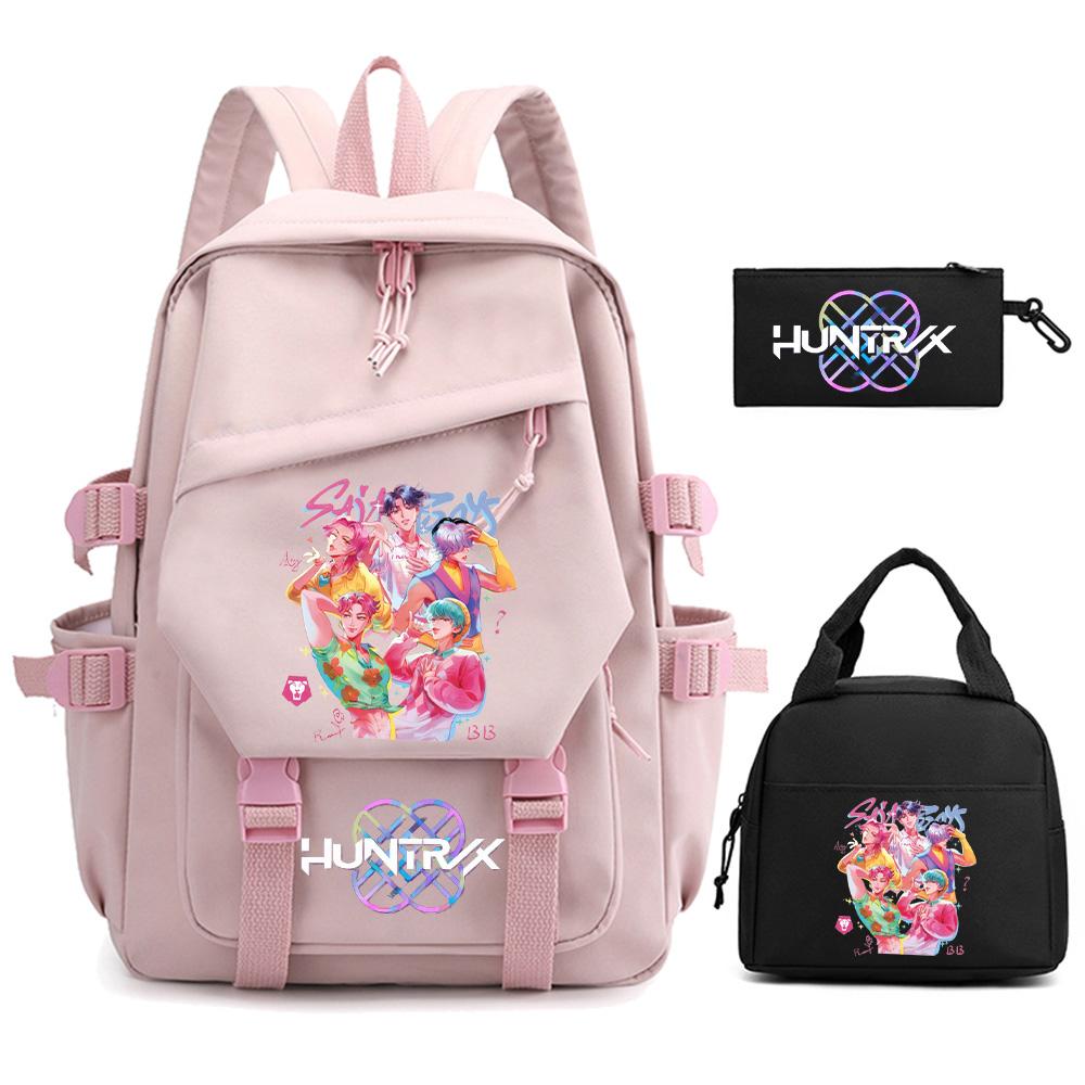 3Pcs/set K-pop Demon Hunters Printed Backpack for Teenger Boy Girl Large Capacity Schoolbag Children Student Bookbag Women Waterproof Travel Bag