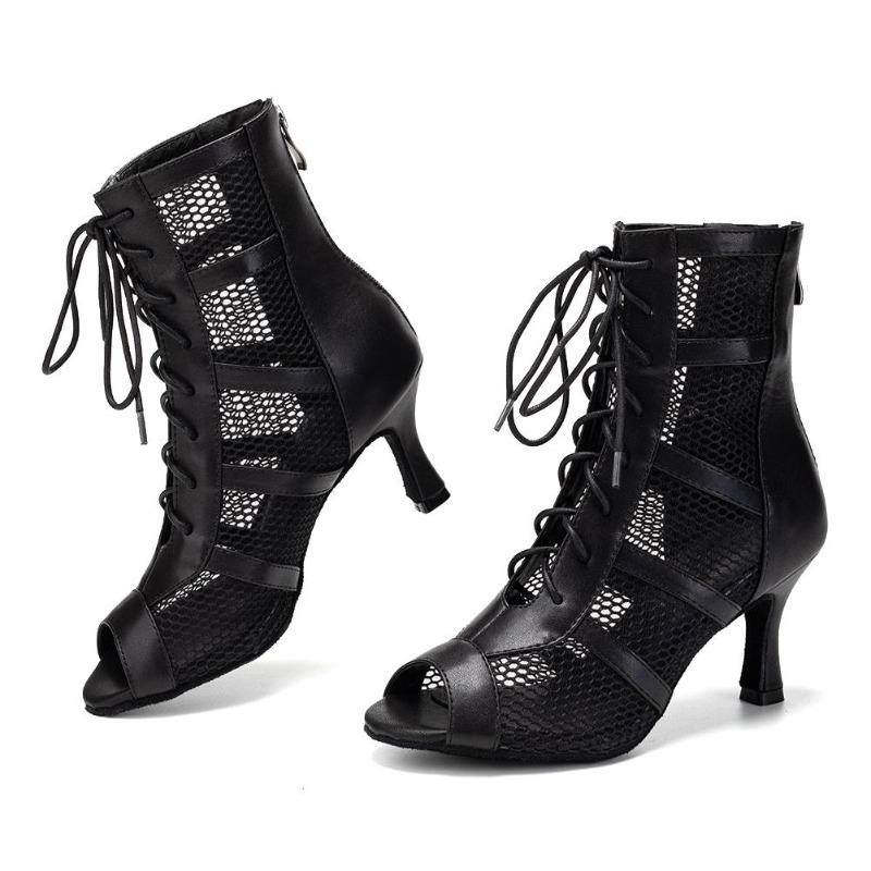 Stivali da Ballo da Donna Latino Salsa Tacco a Stiletto Stivali Stringati per Tango Bachata Ballo da Sala Festa Esibizione Scarpe da Ballo