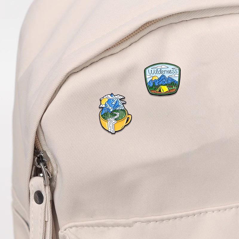 4 Styles Funny Valley Camping Series Enamel Brooches Exploring Wildness Nature Tent Lapel Pins Outdoors Badge