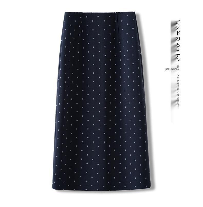 Polka Dot Woolen Mid-Length A-Line Pencil Skirt - Autumn Winter 2025 Collection