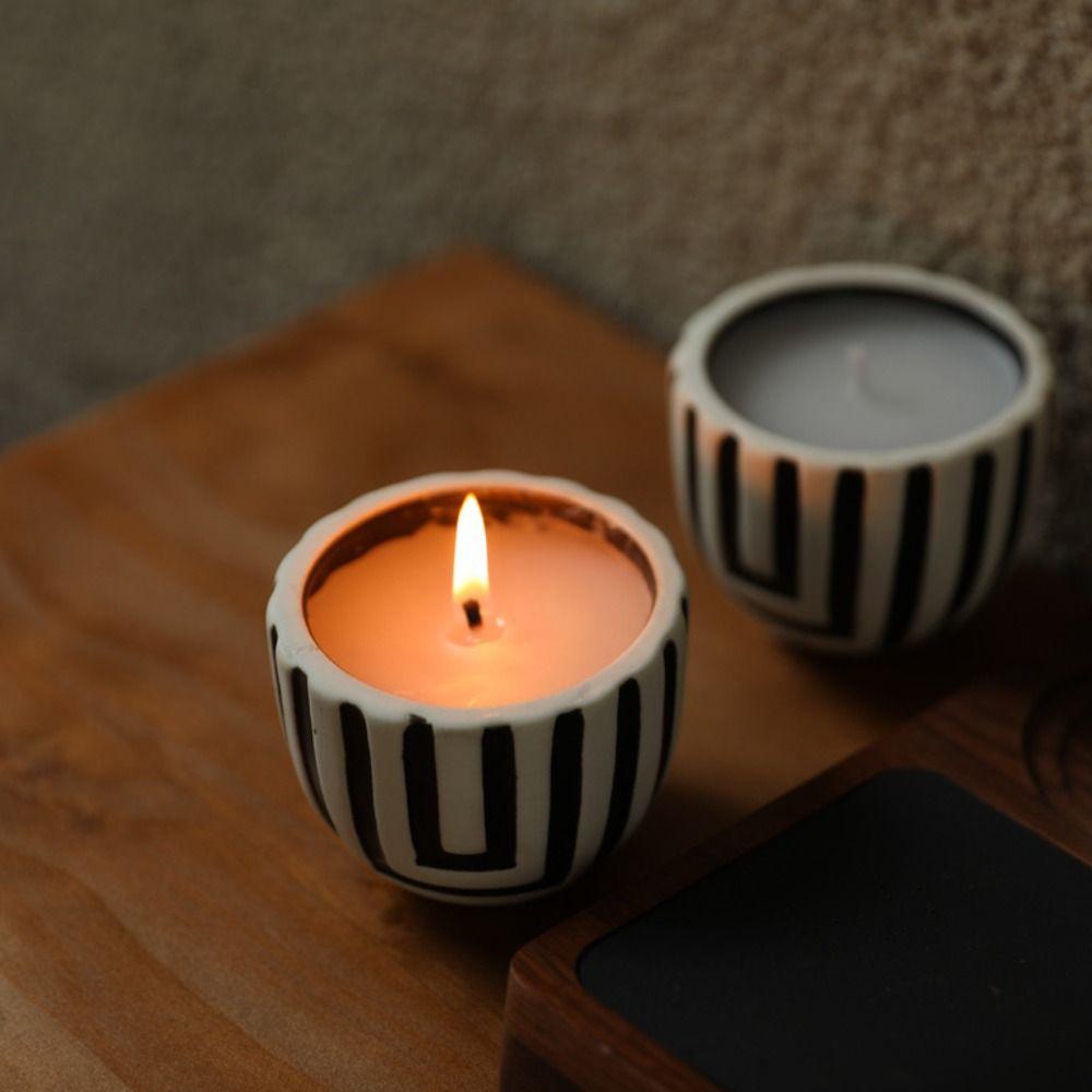 Creative Striped Candle Holder Retro Aroma Diffuser Home Decoration Candlestick  Party