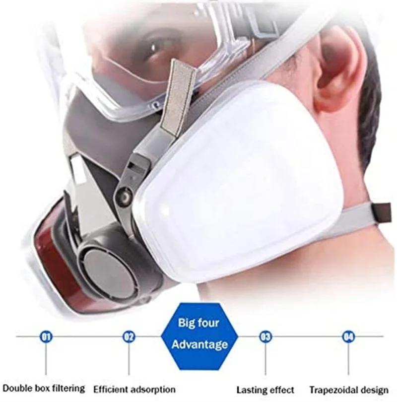 Chemical Half Face 6200 Dustproof Respirator Industrial Painting Spraying  Mask with Protective Fog-proof Glasses Safety Work