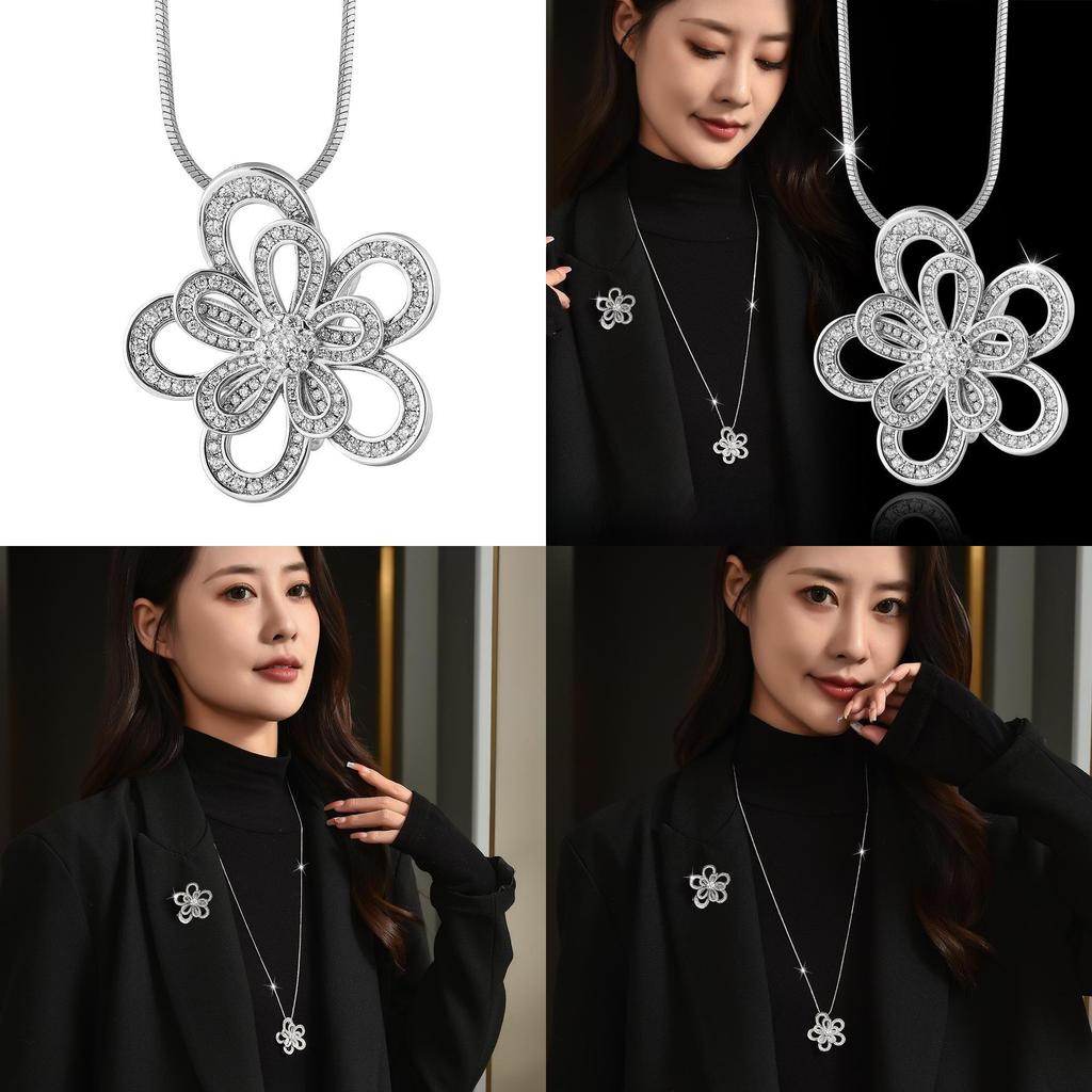 Flower Jewelry Necklace With Goldplated Pendant For Women Winter Fashion Accessories