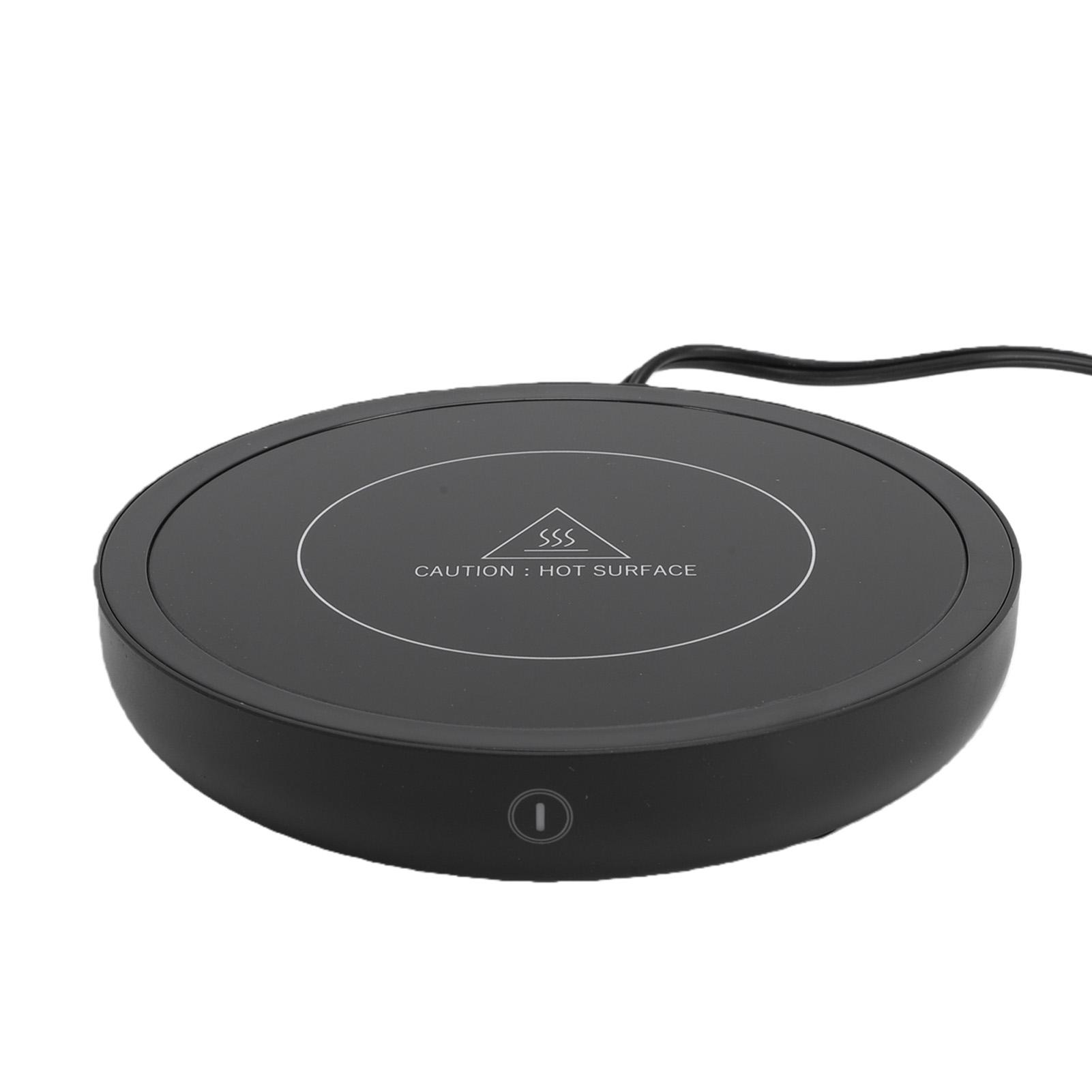 Electric Cup Warmer Round Shape Black Automatic Temperature Control Desktop Electric Mug Warmer