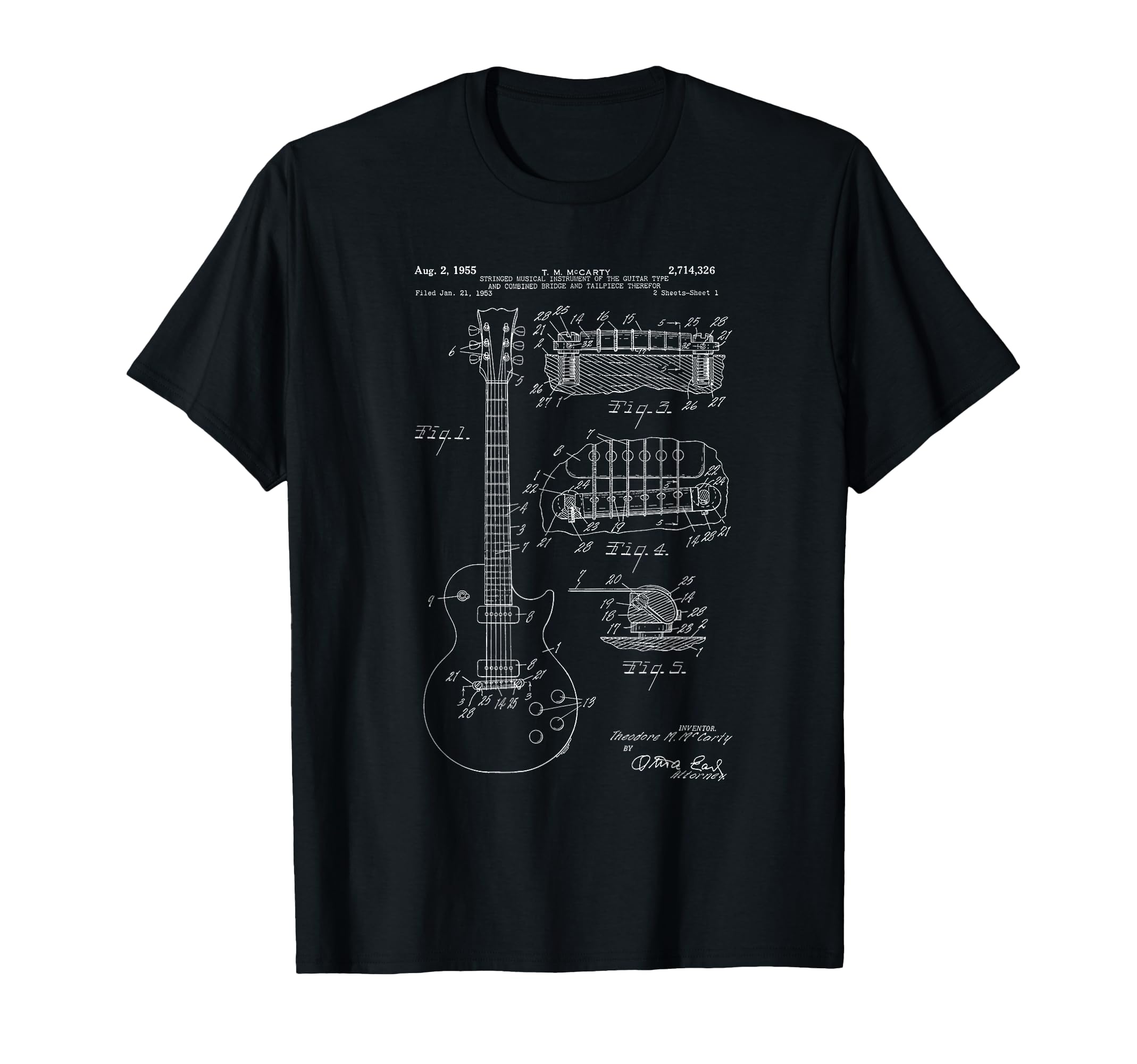 

Classic Vintage Patent Print 1955 Rock Guitar Gift T-Shirt