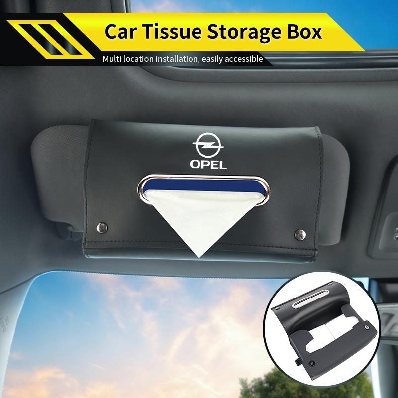 AAAYR1 Leather Car Mounted Hanging Tissue Box Tissue Tools Organizer For Opel Corsa Astra Insignia Vectra Zafira Meriva Mokka Ampera
