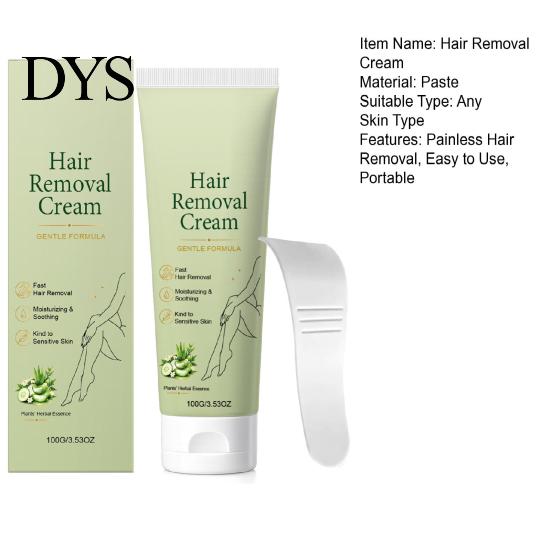 Gentle Depilatory Cream 100G Hair Removal with Spatula, Pain Free Remover Easy Apply for Men Women, Facial Legs Arm Underarms Painless