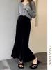 High-Waisted Velvet Fishtail Skirt for Women - 2025 Autumn/Winter Fashion, Slimming Mid-Length Hip-Hugging Style