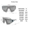 Silver Chain One-piece Sunglasses Rhinestone Decoration Trendy Shade Eyewear  For Women Men