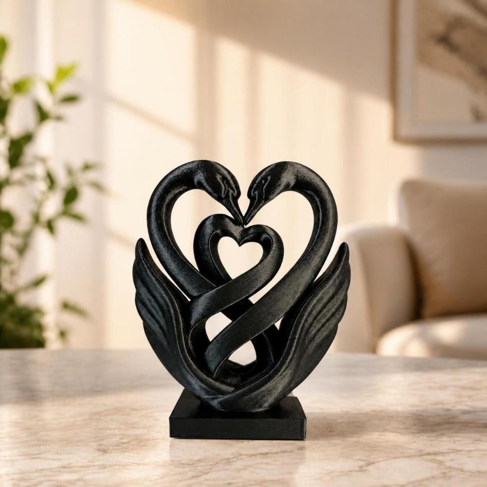 Home Decoration Swan Ornaments 3D Printed Swan Statue Ideal Gift Hollow Heart Models Bedroom