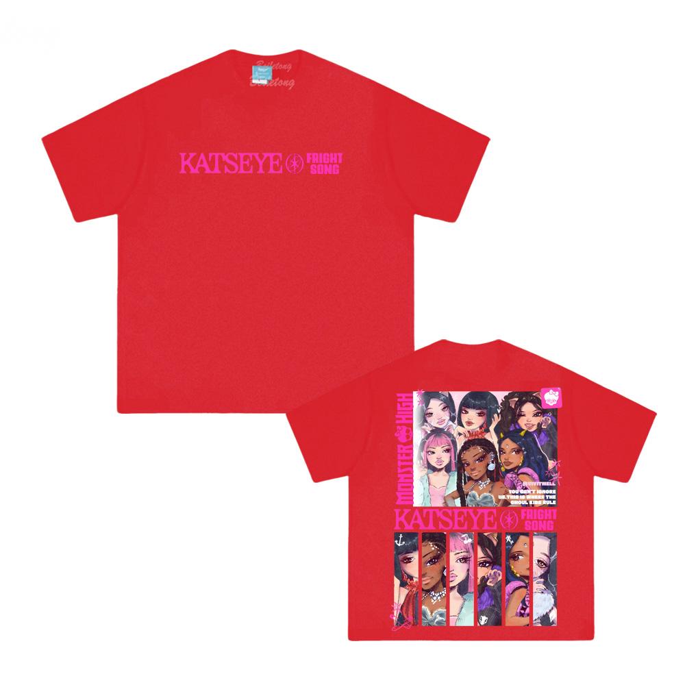 KATSEYE Manga T-skjorter Ny Stil Trend 100% Bomull Høy Kvalitet T-skjorte Sommer Koreansk Jentegruppe O-hals Casual Topp