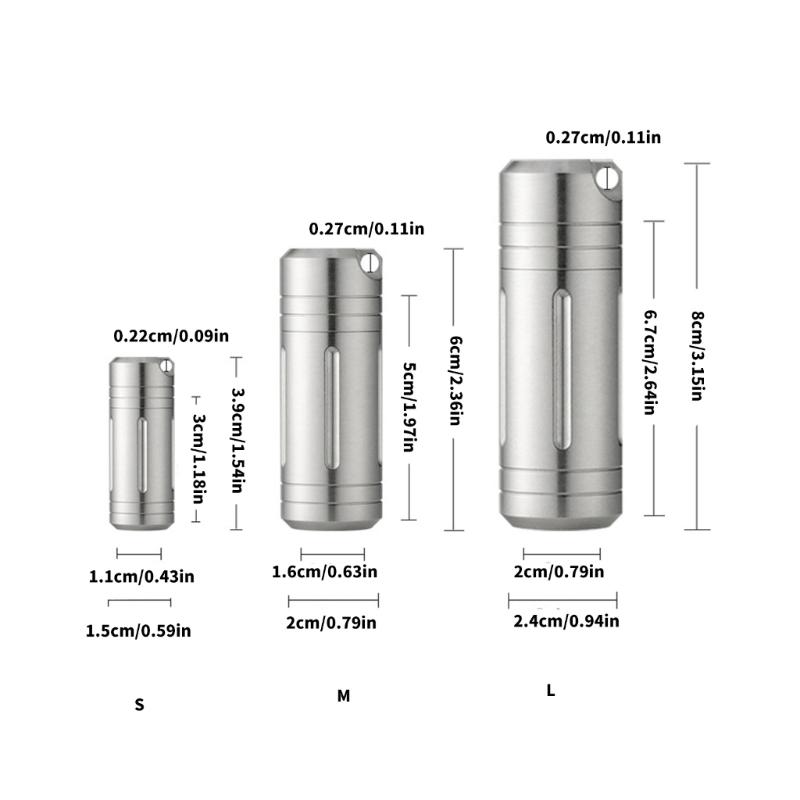 Portable Waterproof Pills Box Stainless Steels Pocket Keychain Pills Holder Light Weight Travel Case Medicine Bottles