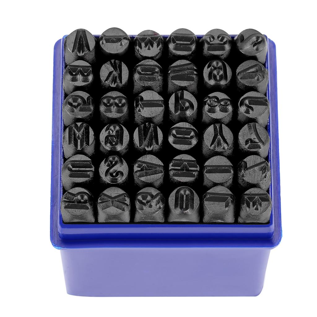 36pcs 6mm Carbon Steel Number Capital Letter Stamp Punch Set for Metal Wood Leather Plastic