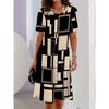 Women's Daisy Print Faux Denim Midi Dress Summer Casual Short Sleeve Fake Button Front A Line