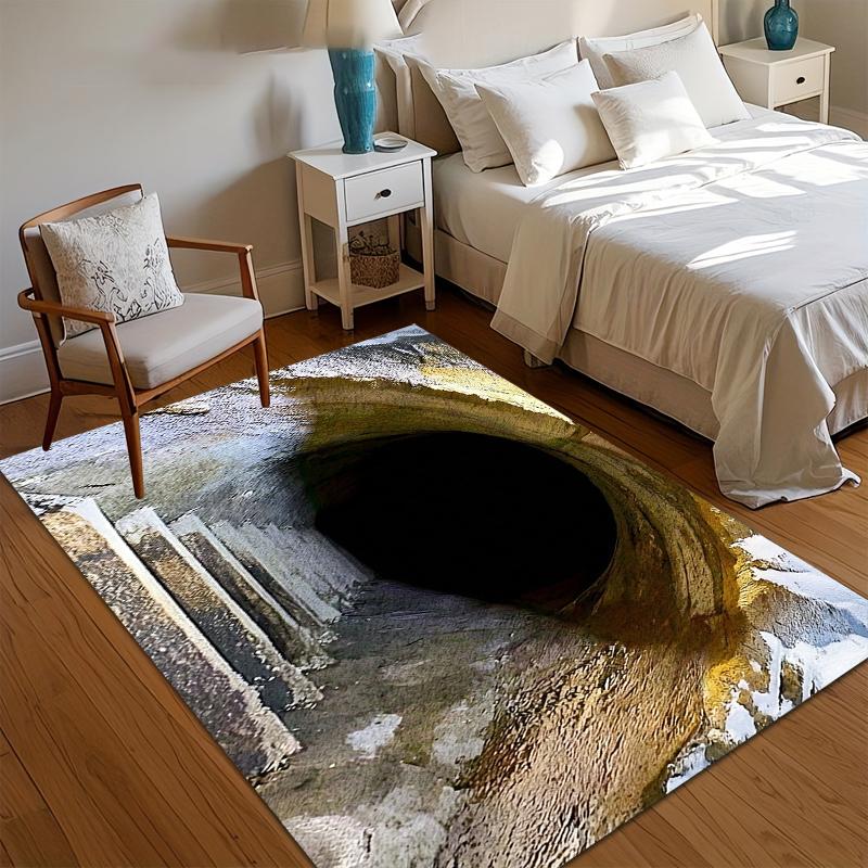 

3D Optical Illusion Rug Vintage Stone Texture Non-slip & Durable Fun Personalized Decoration for Gaming Room Relaxation Areas 40cm x 60cm