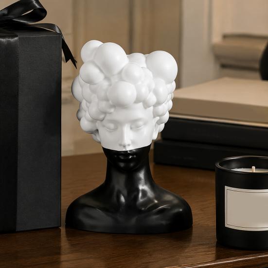 Elegant Hotel Exhibition Ornaments Modern Abstract Bust Statue, Man Portrait Sculpture, Minimalist Black And High End Aesthetic Decor White
